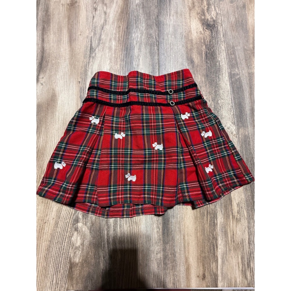Vintage Toffee Apple Pleated Skirt Red Plaid Scottie Dog Preppy